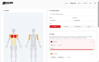 Zrzut ekranu — Anatome — Muscle Map API