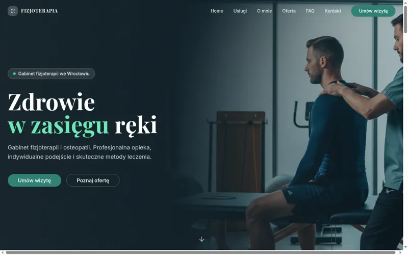 Zrzut ekranu — Strona dla fizjoterapeuty